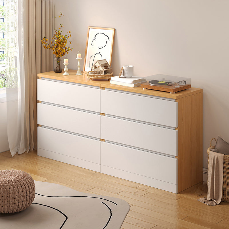 Contemporary White/Natural Chest with Wooden Drawers Rectangle Chest 24"L x 13"W x 25"H + 24"L x 13"W x 25"H Natural Clearhalo 'Cabinets & Chests' 'cabinets_chests' 'furn' 'furn_cabinets_chests' 'Furniture' 'Living Room Furniture' 6852267