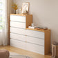 Contemporary White/Natural Chest with Wooden Drawers Rectangle Chest 24"L x 13"W x 25"H + 24"L x 13"W x 39"H Natural Clearhalo 'Cabinets & Chests' 'cabinets_chests' 'furn' 'furn_cabinets_chests' 'Furniture' 'Living Room Furniture' 6852269