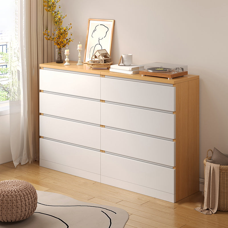 Contemporary White/Natural Chest with Wooden Drawers Rectangle Chest 24"L x 13"W x 31"H + 24"L x 13"W x 31"H Natural Clearhalo 'Cabinets & Chests' 'cabinets_chests' 'furn' 'furn_cabinets_chests' 'Furniture' 'Living Room Furniture' 6852270