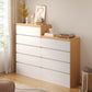 Contemporary White/Natural Chest with Wooden Drawers Rectangle Chest 24"L x 13"W x 31"H + 24"L x 13"W x 39"H Natural Clearhalo 'Cabinets & Chests' 'cabinets_chests' 'furn' 'furn_cabinets_chests' 'Furniture' 'Living Room Furniture' 6852271