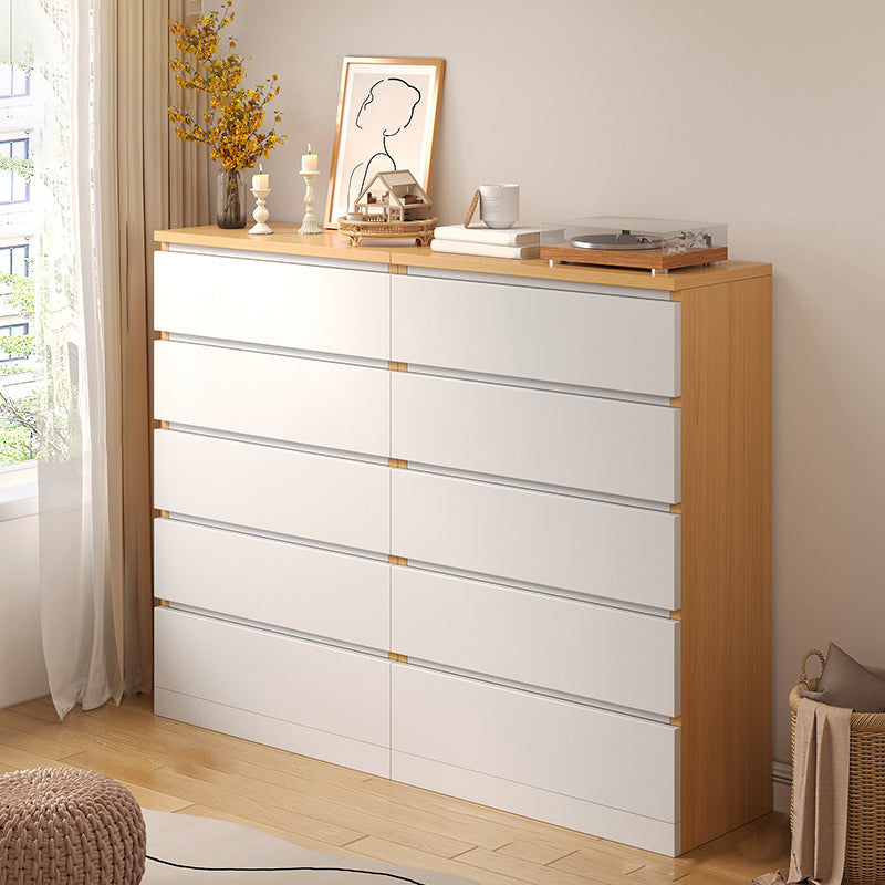 Contemporary White/Natural Chest with Wooden Drawers Rectangle Chest 24"L x 13"W x 39"H + 24"L x 13"W x 39"H Natural Clearhalo 'Cabinets & Chests' 'cabinets_chests' 'furn' 'furn_cabinets_chests' 'Furniture' 'Living Room Furniture' 6852272