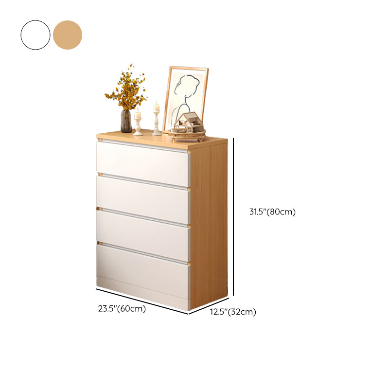 Contemporary White/Natural Chest with Wooden Drawers Rectangle Chest Clearhalo 'Cabinets & Chests' 'cabinets_chests' 'furn' 'furn_cabinets_chests' 'Furniture' 'Living Room Furniture' 6852274