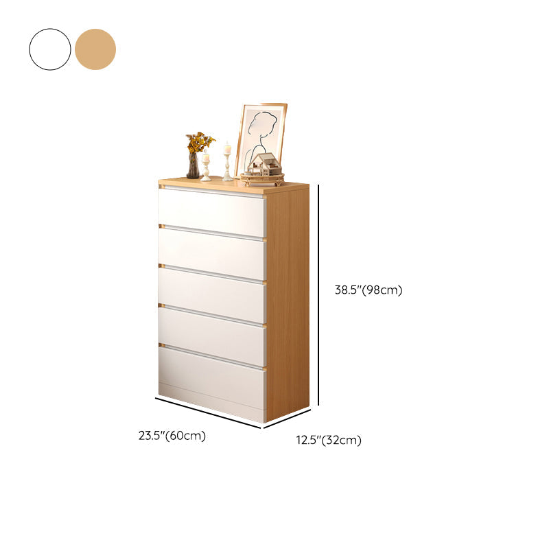 Contemporary White/Natural Chest with Wooden Drawers Rectangle Chest Clearhalo 'Cabinets & Chests' 'cabinets_chests' 'furn' 'furn_cabinets_chests' 'Furniture' 'Living Room Furniture' 6852275