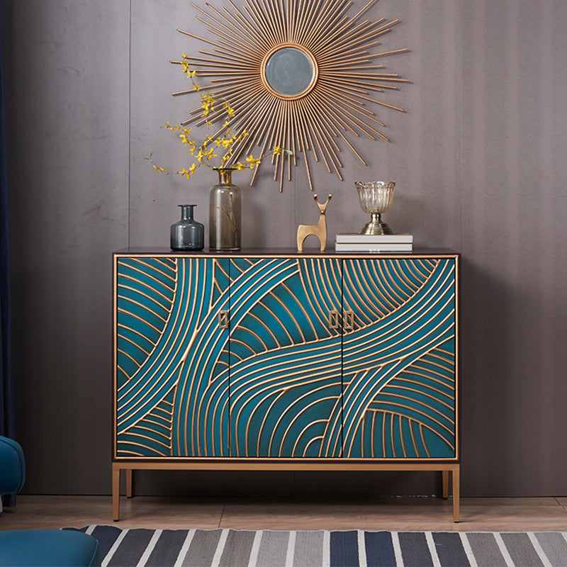 Industrial Accent Cabinet with Cup Pulls Doors and Straight Legs 47"L x 16"W x 36"H Blue Gold Clearhalo 'Cabinets & Chests' 'cabinets_chests' 'furn' 'furn_cabinets_chests' 'Furniture' 'Living Room Furniture' 6852282