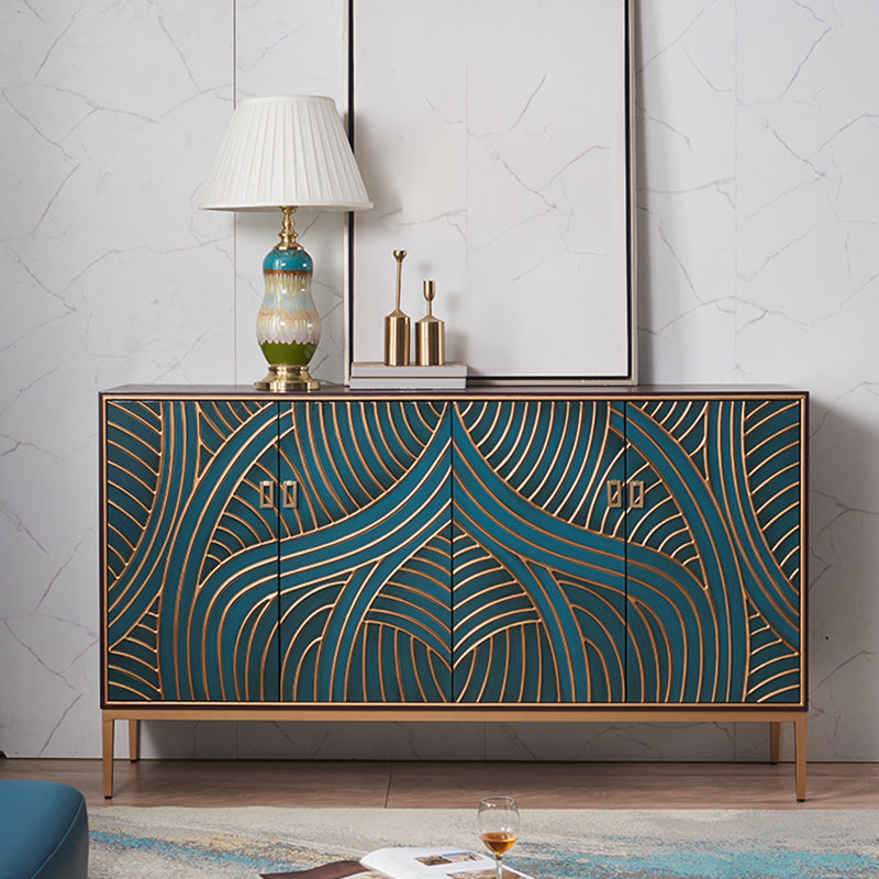 Industrial Accent Cabinet with Cup Pulls Doors and Straight Legs 63"L x 16"W x 36"H Blue Gold Clearhalo 'Cabinets & Chests' 'cabinets_chests' 'furn' 'furn_cabinets_chests' 'Furniture' 'Living Room Furniture' 6852284