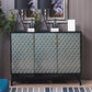 Industrial Accent Cabinet with Cup Pulls Doors and Straight Legs 47"L x 16"W x 36"H Blue-Black Clearhalo 'Cabinets & Chests' 'cabinets_chests' 'furn' 'furn_cabinets_chests' 'Furniture' 'Living Room Furniture' 6852288