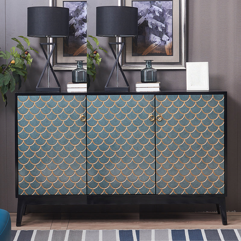 Industrial Accent Cabinet with Cup Pulls Doors and Straight Legs 63"L x 16"W x 36"H Blue-Black Clearhalo 'Cabinets & Chests' 'cabinets_chests' 'furn' 'furn_cabinets_chests' 'Furniture' 'Living Room Furniture' 6852290