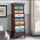 Mid-Century Modern Rectangle Chest with 7 Drawers and Cabriole Legs Blue-Brown Clearhalo 'Cabinets & Chests' 'cabinets_chests' 'furn' 'furn_cabinets_chests' 'Furniture' 'Living Room Furniture' 6852325