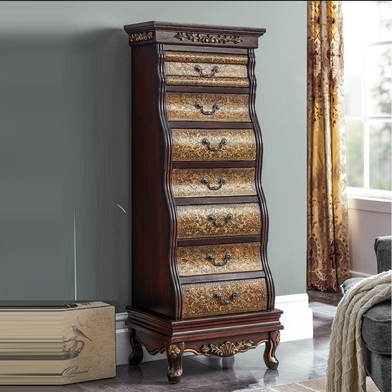 Mid-Century Modern Rectangle Chest with 7 Drawers and Cabriole Legs Walnut Clearhalo 'Cabinets & Chests' 'cabinets_chests' 'furn' 'furn_cabinets_chests' 'Furniture' 'Living Room Furniture' 6852327