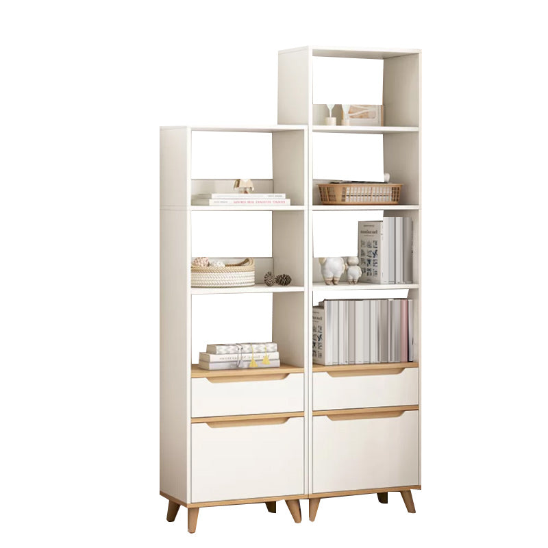 Contemporary Style Simple Wood Chest with Shelves for Living Room 16"L x 12"W x 71"H + 16"L x 12"W x 59"H White Clearhalo 'Cabinets & Chests' 'cabinets_chests' 'furn' 'furn_cabinets_chests' 'Furniture' 'Living Room Furniture' 6852360