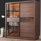 2 Glass Sliding Doors Wardrobe Modern Wood Wardrobe with Drawer