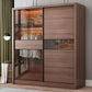 2 Glass Sliding Doors Wardrobe Modern Wood Wardrobe with Drawer