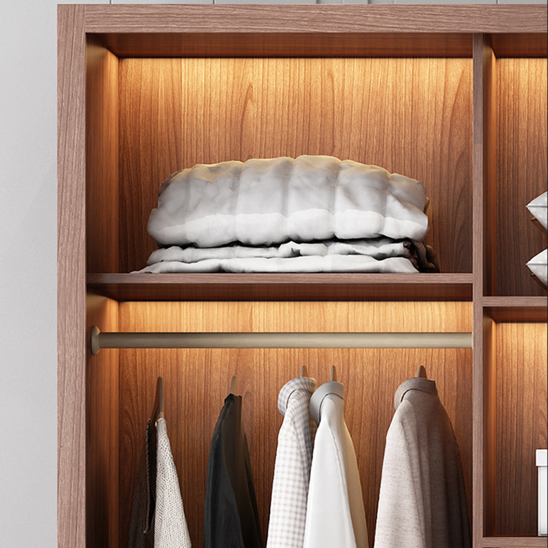 2 Glass Sliding Doors Wardrobe Modern Wood Wardrobe with Drawer