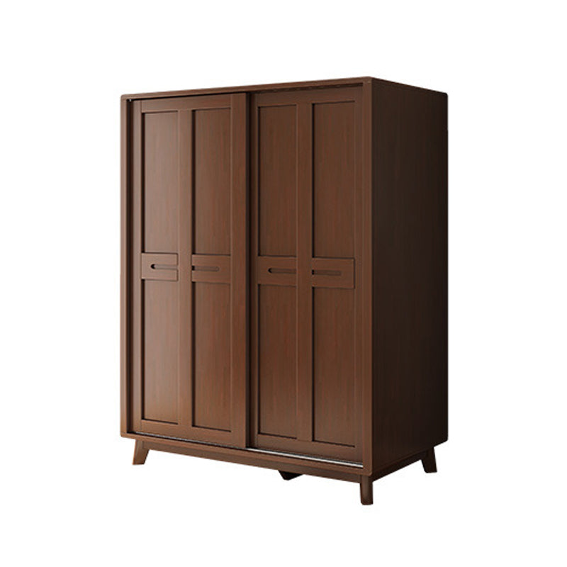 Contemporary Rubberwood Storage Cabinet Sliding Door Cabinet with Legs