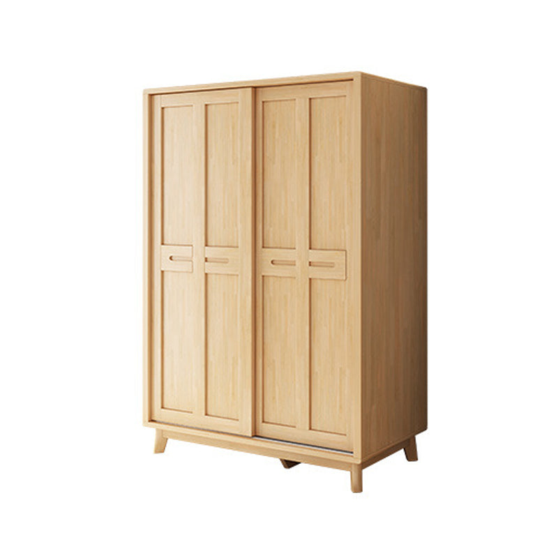 Contemporary Rubberwood Storage Cabinet Sliding Door Cabinet with Legs