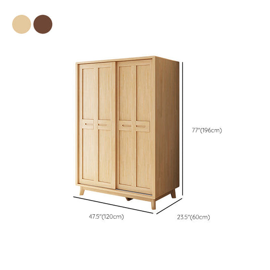 Contemporary Rubberwood Storage Cabinet Sliding Door Cabinet with Legs