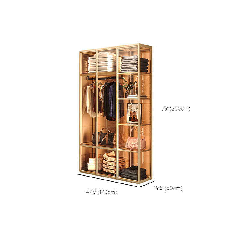 Metal Storage Cabinet with Glass Doors Contemporary Hinged Door Cabinet Clearhalo 'Armoires & Wardrobes' 'armoires_wardrobes' 'Bedroom Furniture' 'furn' 'furn_armoires_wardrobes' 'Furniture' 6852571