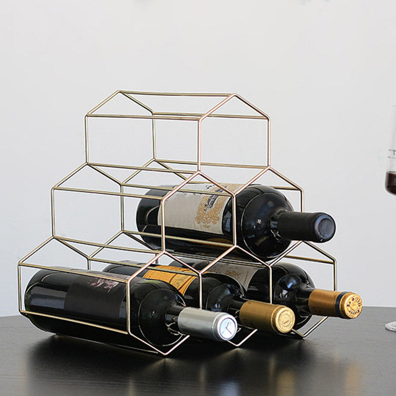 Iron Tabletop Wine Glass Rack Modern Stackable Wine Bottle Holder in Gold Clearhalo 'furn' 'furn_wine_racks' 'Furniture' 'Kitchen & Dining Furniture' 'Wine Racks' 'wine_racks' 6852587