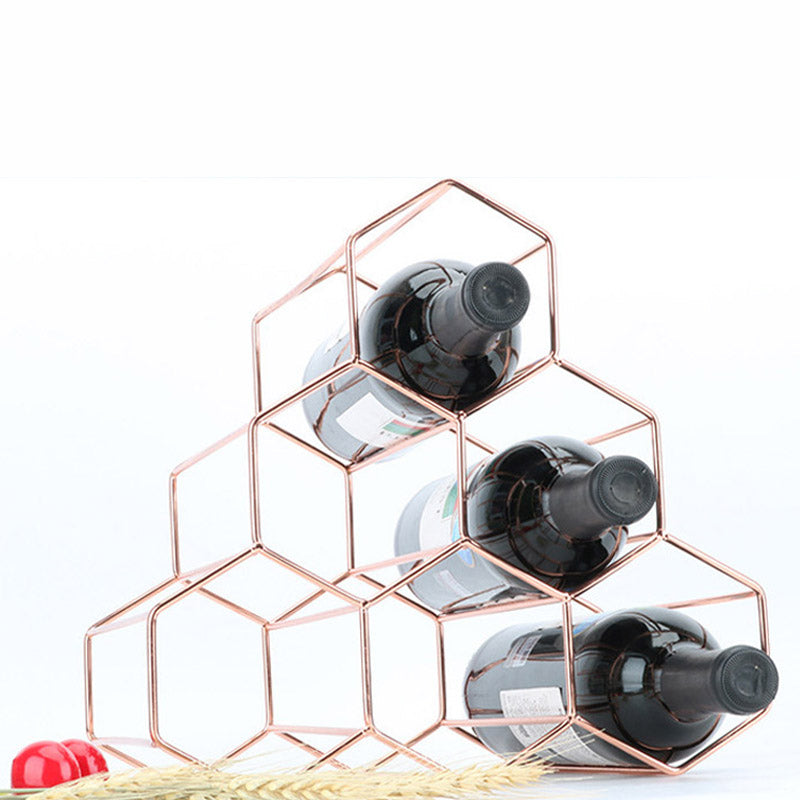 Iron Tabletop Wine Glass Rack Modern Stackable Wine Bottle Holder in Gold Clearhalo 'furn' 'furn_wine_racks' 'Furniture' 'Kitchen & Dining Furniture' 'Wine Racks' 'wine_racks' 6852603