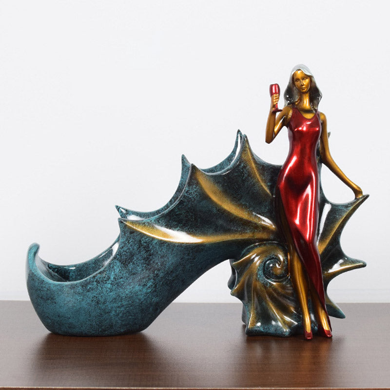 Countertop Wine Glass Rack Luxury Single Wine Bottle Holder Kitchen 11.8"L x 4.3"W x 9.4"H Red 1 Piece Clearhalo 'furn' 'furn_wine_racks' 'Furniture' 'Kitchen & Dining Furniture' 'Wine Racks' 'wine_racks' 6852619