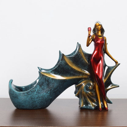 Countertop Wine Glass Rack Luxury Single Wine Bottle Holder Kitchen 11.8"L x 4.3"W x 9.4"H Red 1 Piece Clearhalo 'furn' 'furn_wine_racks' 'Furniture' 'Kitchen & Dining Furniture' 'Wine Racks' 'wine_racks' 6852619