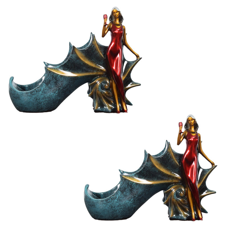 Countertop Wine Glass Rack Luxury Single Wine Bottle Holder Kitchen 11.8"L x 4.3"W x 9.4"H Red 2 Piece Set Clearhalo 'furn' 'furn_wine_racks' 'Furniture' 'Kitchen & Dining Furniture' 'Wine Racks' 'wine_racks' 6852622