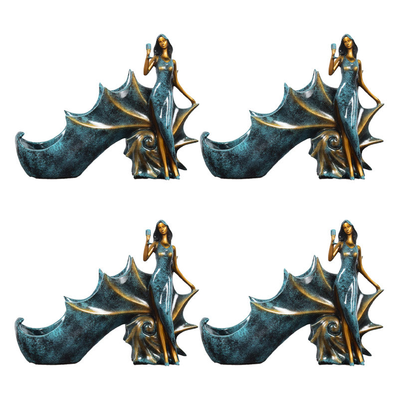 Countertop Wine Glass Rack Luxury Single Wine Bottle Holder Kitchen 11.8"L x 4.3"W x 9.4"H Blue 4 Piece Set Clearhalo 'furn' 'furn_wine_racks' 'Furniture' 'Kitchen & Dining Furniture' 'Wine Racks' 'wine_racks' 6852628