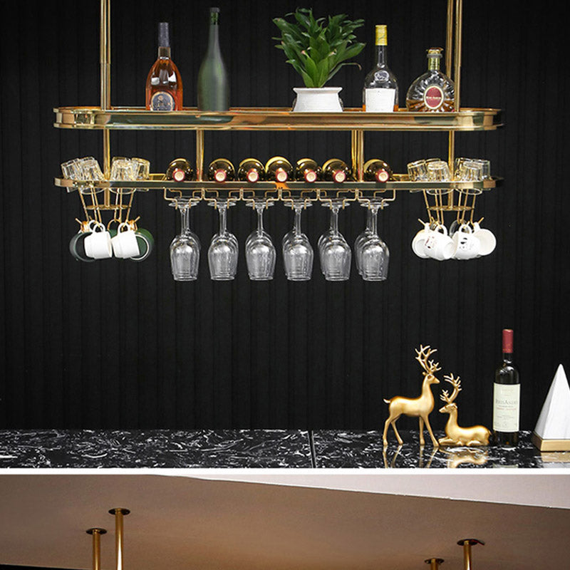 Stainless Steel Wine Holder Rack Modern Style Hanging Wine Rack Holder 36"L x 11"W x 47"H 1 Piece Clearhalo 'furn' 'furn_wine_racks' 'Furniture' 'Kitchen & Dining Furniture' 'Wine Racks' 'wine_racks' 6852631