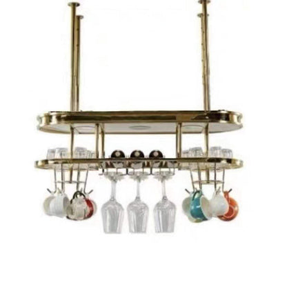 Stainless Steel Wine Holder Rack Modern Style Hanging Wine Rack Holder 31"L x 12"W x 13"H 1 Piece Clearhalo 'furn' 'furn_wine_racks' 'Furniture' 'Kitchen & Dining Furniture' 'Wine Racks' 'wine_racks' 6852632