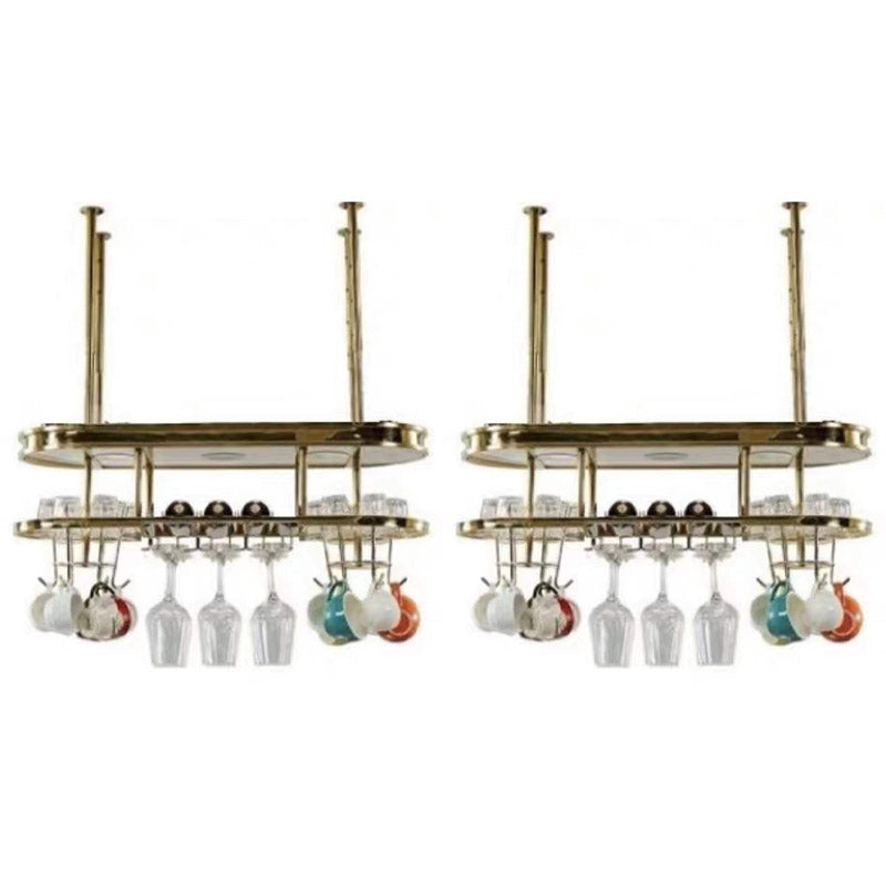 Stainless Steel Wine Holder Rack Modern Style Hanging Wine Rack Holder 31"L x 12"W x 13"H 2 Piece Set Clearhalo 'furn' 'furn_wine_racks' 'Furniture' 'Kitchen & Dining Furniture' 'Wine Racks' 'wine_racks' 6852633