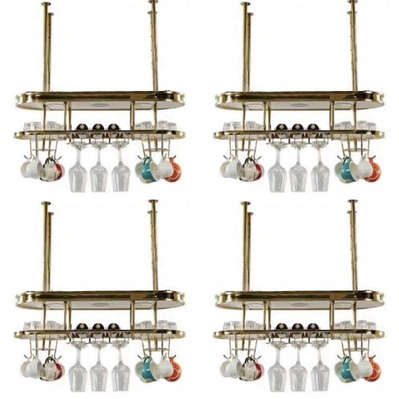 Stainless Steel Wine Holder Rack Modern Style Hanging Wine Rack Holder 31"L x 12"W x 13"H 4 Piece Set Clearhalo 'furn' 'furn_wine_racks' 'Furniture' 'Kitchen & Dining Furniture' 'Wine Racks' 'wine_racks' 6852635
