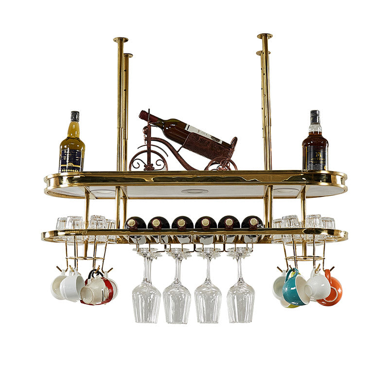 Stainless Steel Wine Holder Rack Modern Style Hanging Wine Rack Holder 39"L x 12"W x 13"H 1 Piece Clearhalo 'furn' 'furn_wine_racks' 'Furniture' 'Kitchen & Dining Furniture' 'Wine Racks' 'wine_racks' 6852637