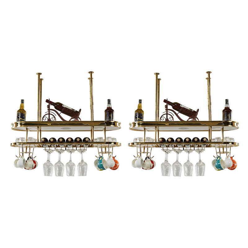 Stainless Steel Wine Holder Rack Modern Style Hanging Wine Rack Holder 39"L x 12"W x 13"H 2 Piece Set Clearhalo 'furn' 'furn_wine_racks' 'Furniture' 'Kitchen & Dining Furniture' 'Wine Racks' 'wine_racks' 6852640