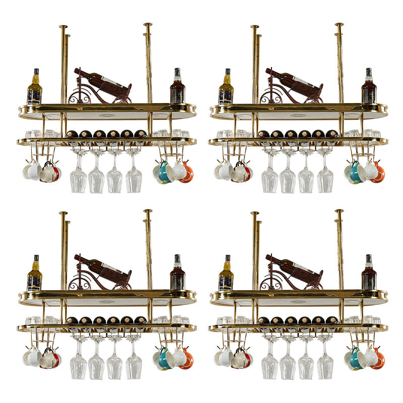 Stainless Steel Wine Holder Rack Modern Style Hanging Wine Rack Holder 39"L x 12"W x 13"H 4 Piece Set Clearhalo 'furn' 'furn_wine_racks' 'Furniture' 'Kitchen & Dining Furniture' 'Wine Racks' 'wine_racks' 6852641