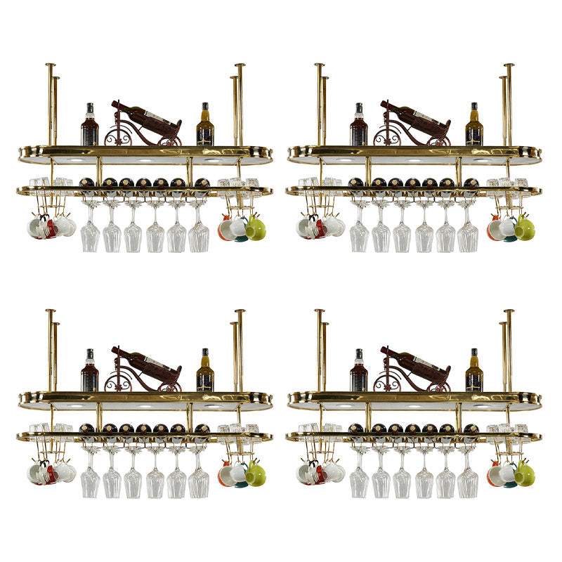 Stainless Steel Wine Holder Rack Modern Style Hanging Wine Rack Holder 36"L x 11"W x 47"H 4 Piece Set Clearhalo 'furn' 'furn_wine_racks' 'Furniture' 'Kitchen & Dining Furniture' 'Wine Racks' 'wine_racks' 6852646