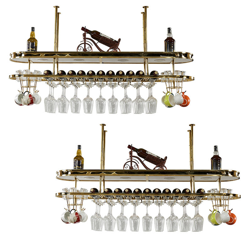 Stainless Steel Wine Holder Rack Modern Style Hanging Wine Rack Holder 59"L x 12"W x 13"H 2 Piece Set Clearhalo 'furn' 'furn_wine_racks' 'Furniture' 'Kitchen & Dining Furniture' 'Wine Racks' 'wine_racks' 6852649