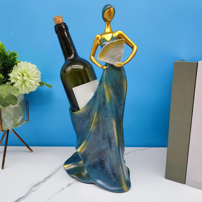 Glam Glam Tabetop Wine Bottle Hreder Resin Resin Bouteille en bleu