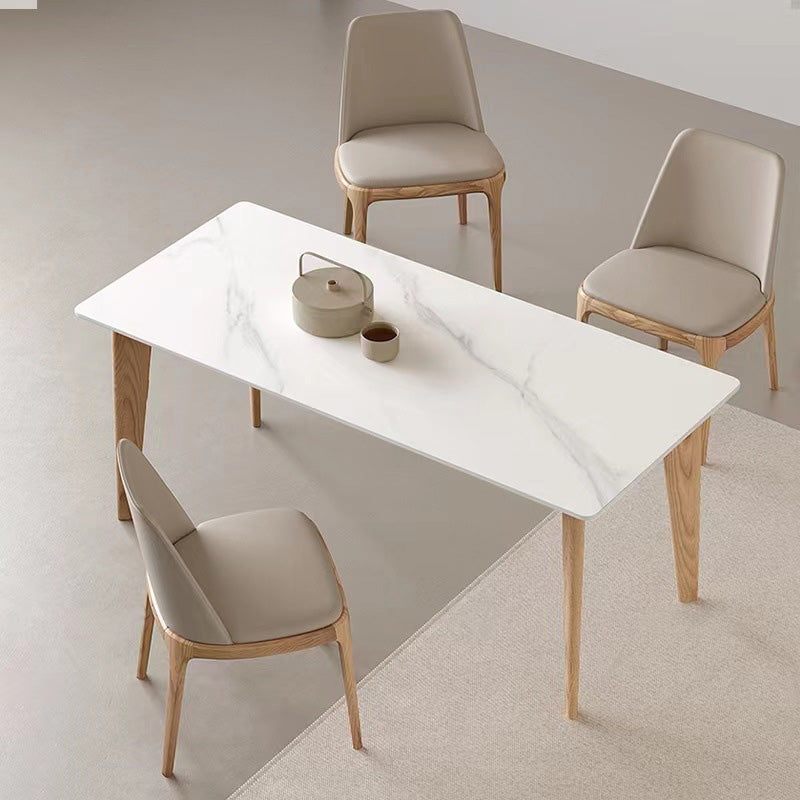 Table de salle à manger de style simplicité Table de salle à manger rectangulaire en pierre en blanc