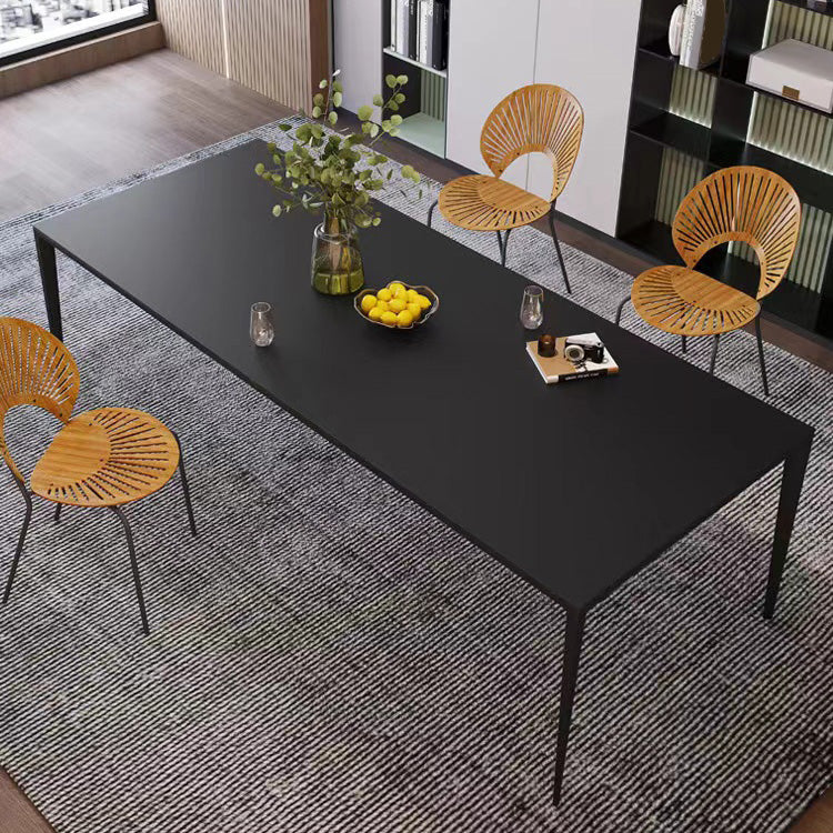 Table de salle à manger de style simplicité Table de salle à manger rectangulaire en pierre en noir
