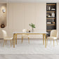 Glam Style Dinner Table Rectangle Stone Dining Room Table in White 63"L x 35.4"W x 29.5"H Without Chairs Clearhalo 'Dining Tables & Seating' 'Dining Tables' 'dining_table' 'furn' 'furn_dining_table' 'Furniture' 'Kitchen & Dining Furniture' 6852952