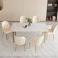 Glam Style Dinner Table Rectangle Stone Dining Room Table in White 55.1"L x 31.5"W x 29.5"H Without Chairs Clearhalo 'Dining Tables & Seating' 'Dining Tables' 'dining_table' 'furn' 'furn_dining_table' 'Furniture' 'Kitchen & Dining Furniture' 6852953