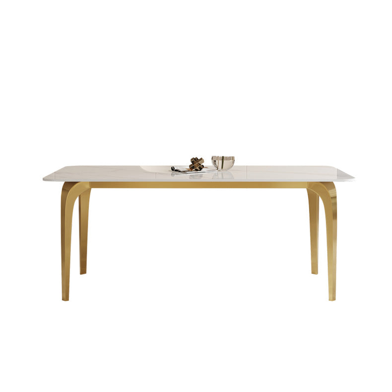 Glam Style Dinner Table Rectangle Stone Dining Room Table in White Without Chairs Clearhalo 'Dining Tables & Seating' 'Dining Tables' 'dining_table' 'furn' 'furn_dining_table' 'Furniture' 'Kitchen & Dining Furniture' 6852955