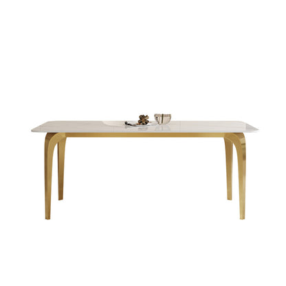 Glam Style Dinner Table Rectangle Stone Dining Room Table in White Without Chairs Clearhalo 'Dining Tables & Seating' 'Dining Tables' 'dining_table' 'furn' 'furn_dining_table' 'Furniture' 'Kitchen & Dining Furniture' 6852955