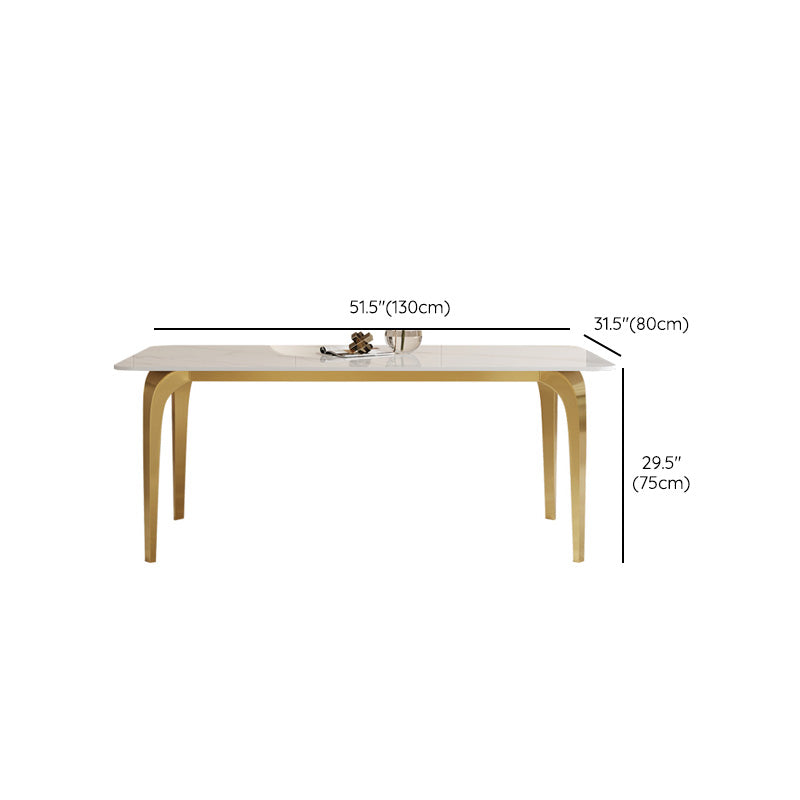 Glam Style Dinner Table Rectangle Stone Dining Room Table in White Clearhalo 'Dining Tables & Seating' 'Dining Tables' 'dining_table' 'furn' 'furn_dining_table' 'Furniture' 'Kitchen & Dining Furniture' 6852964