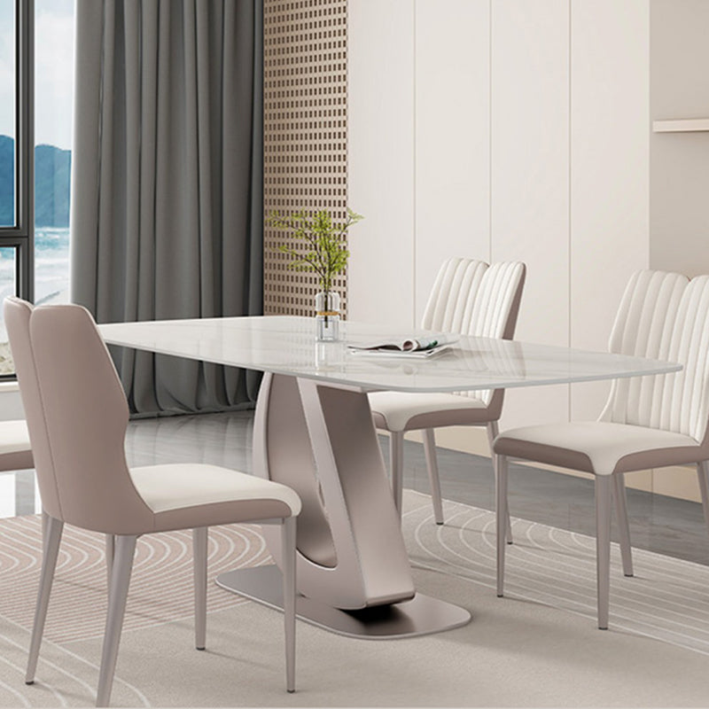 Glam eettafel, rechthoekige stenen eetkamertafel in wit