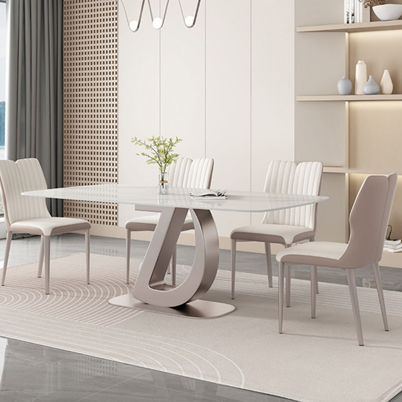 Glam eettafel, rechthoekige stenen eetkamertafel in wit