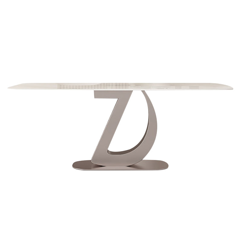 Glam eettafel, rechthoekige stenen eetkamertafel in wit