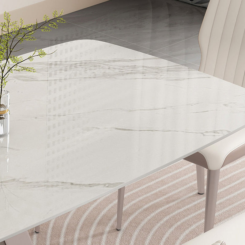 Glam eettafel, rechthoekige stenen eetkamertafel in wit