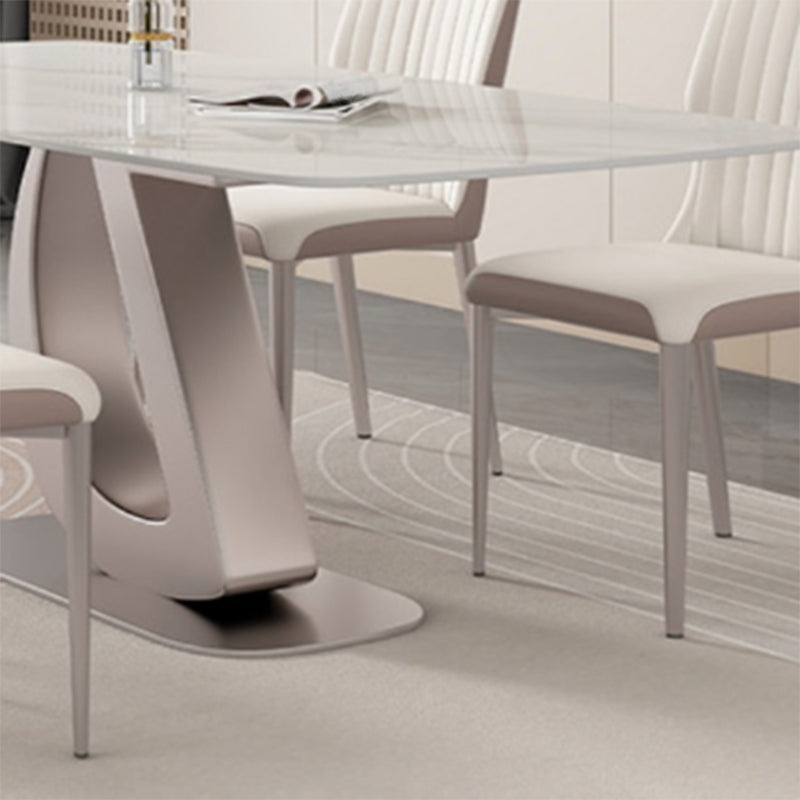 Glam eettafel, rechthoekige stenen eetkamertafel in wit