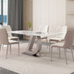 Glam eettafel, rechthoekige stenen eetkamertafel in wit